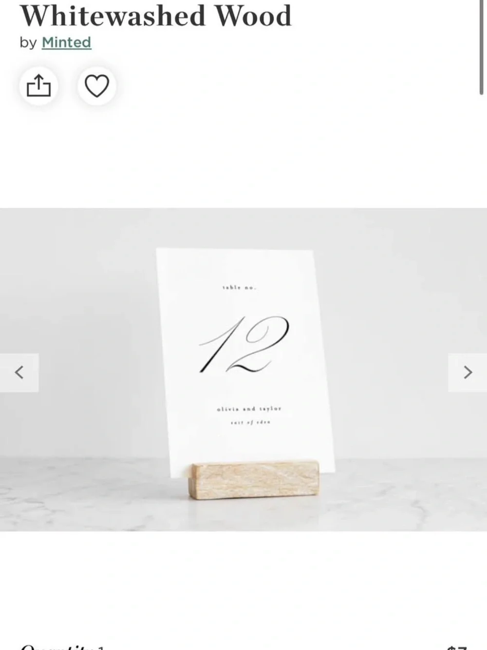 Whitewashed Wood Card Place Holder - Neutral White